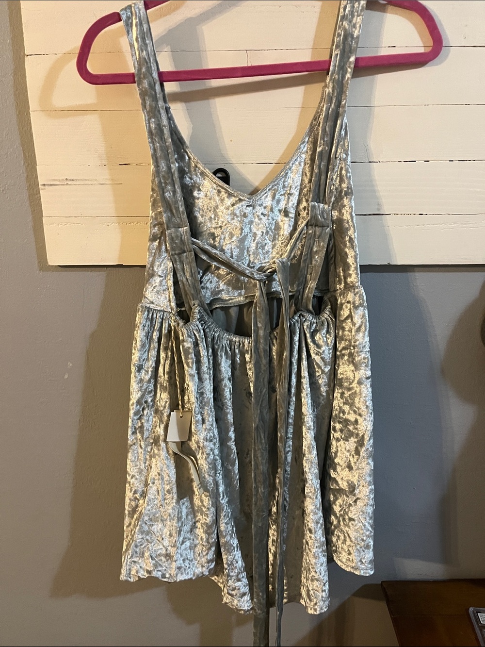 Saltwater luxe velvety silver mini dress - Picture 2 of 3